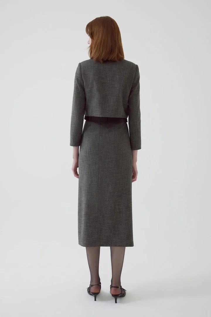 EXQUISE Regular Anthracite Crop/Short Jacket with Pockets