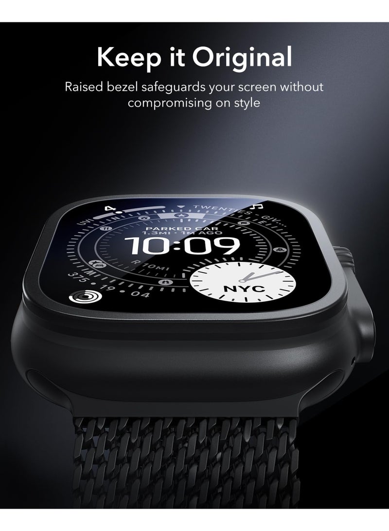 Screen Protector for Apple Watch Ultra 3 2025 / Ultra 2 / Ultra (49mm) - Military Grade Tempered Glass with Aluminum Frame, Anti-Scratch (Black) - Image 5