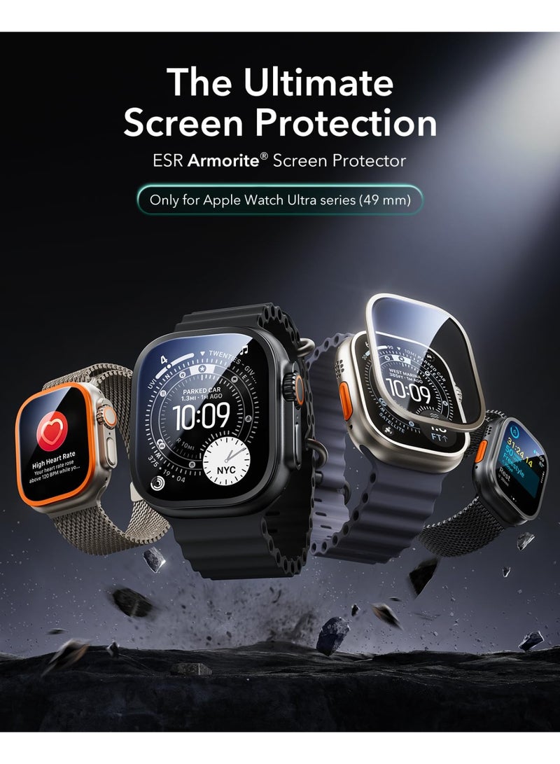 Screen Protector for Apple Watch Ultra 3 2025 / Ultra 2 / Ultra (49mm) - Military Grade Tempered Glass with Aluminum Frame, Anti-Scratch (Black) - Image 3