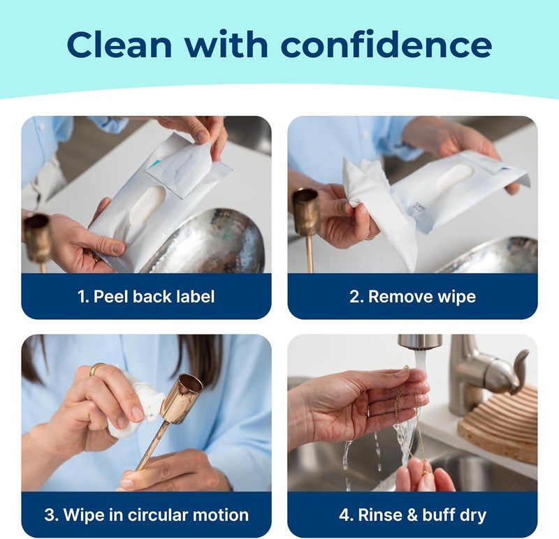 Carbona Silver Wipes | Metal Cleaner & Polish | 12 Wipes, 1 Pack - Image 4