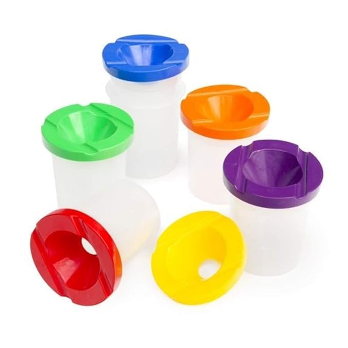 LUOSHI 5pcs Paint Brush Holder Multicolor Painting Water Pots and Wash Tanks for Watercolor and Acrylic Art - Image 1