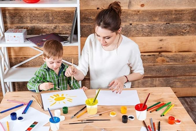 LUOSHI 5pcs Paint Brush Holder Multicolor Painting Water Pots and Wash Tanks for Watercolor and Acrylic Art - Image 5