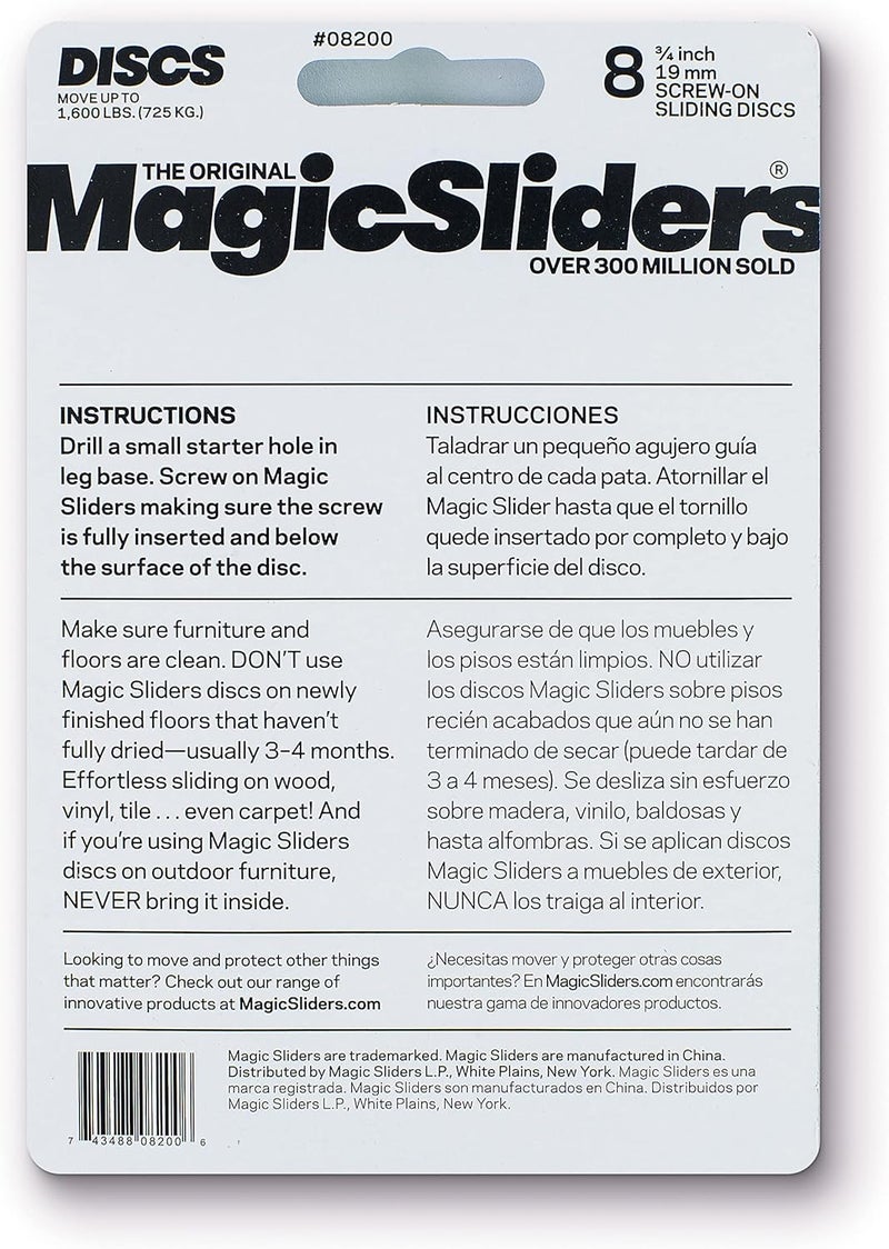 Magic Sliders 8-Pack 3/4 Inch Round Sliding Discs for Easy Furniture Movement - Image 2