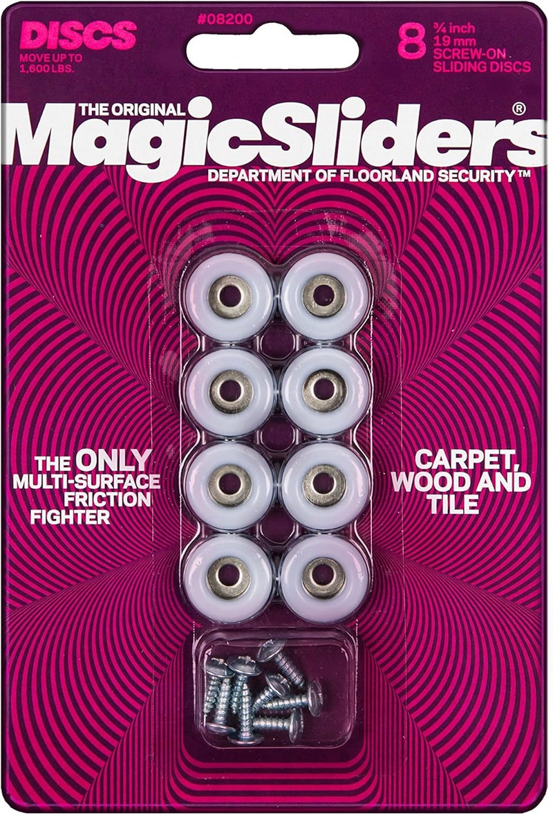 Magic Sliders 8-Pack 3/4 Inch Round Sliding Discs for Easy Furniture Movement - Image 1