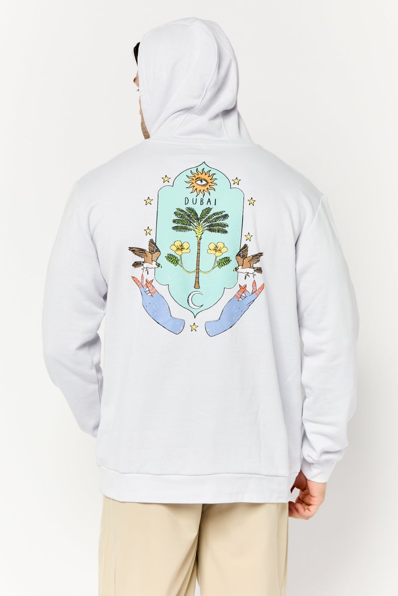 Adidas Men Sportswear Fit Embroidered Logo Long Sleeves Outdoor Hoodie, Dash Grey  - Image 4