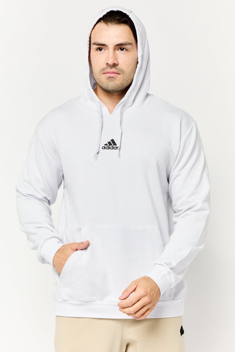 Adidas Men Sportswear Fit Embroidered Logo Long Sleeves Outdoor Hoodie, Dash Grey  - Image 1