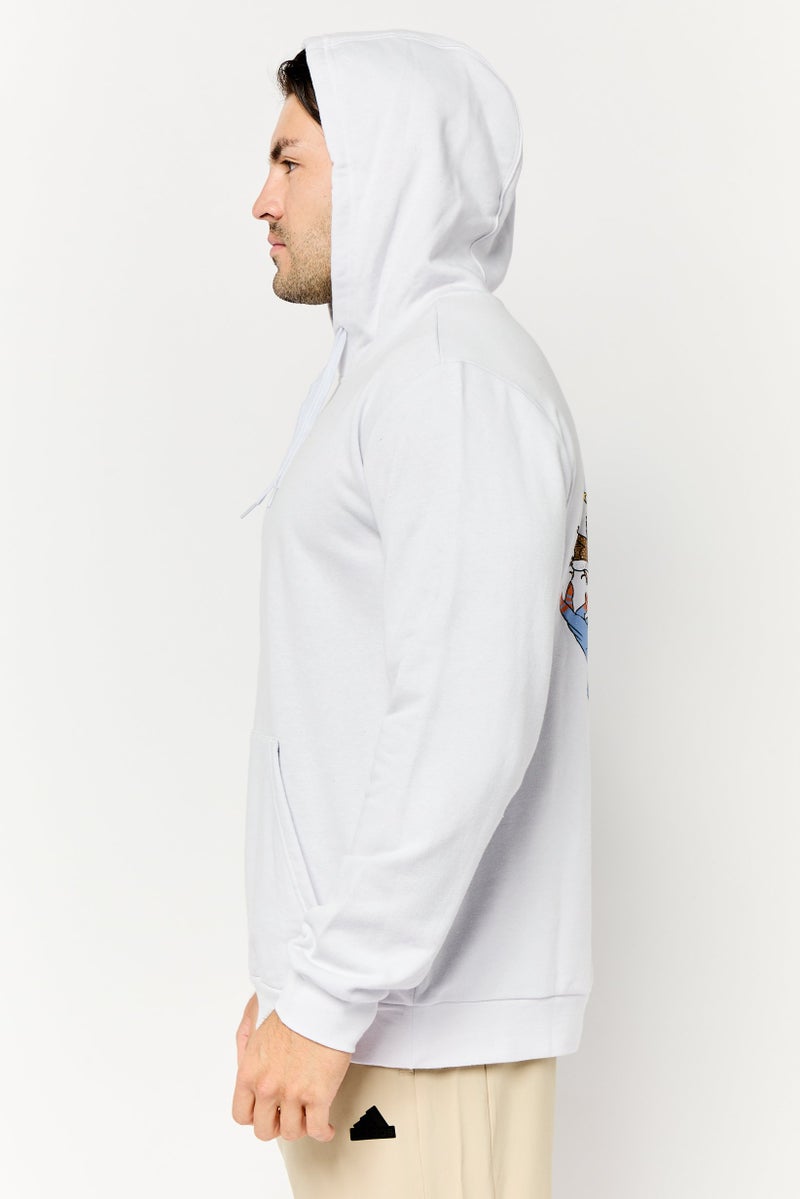 Adidas Men Sportswear Fit Embroidered Logo Long Sleeves Outdoor Hoodie, Dash Grey  - Image 3