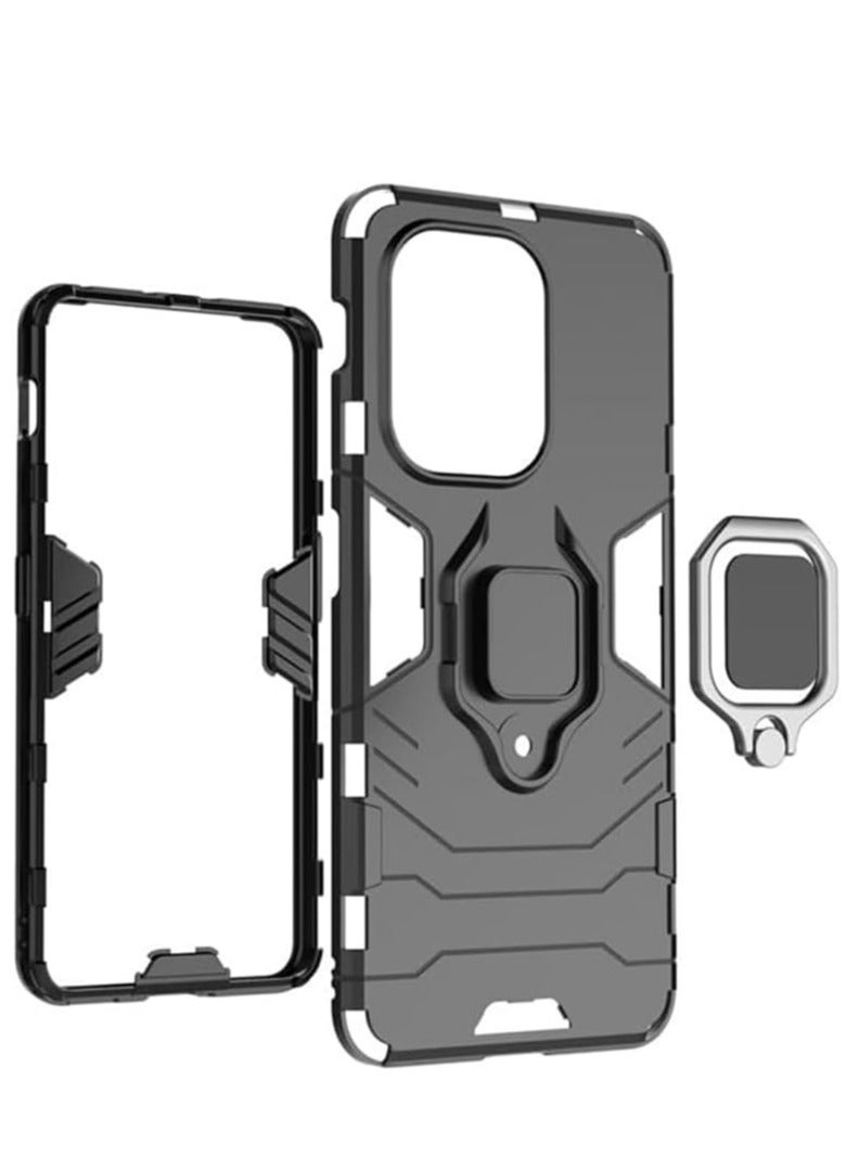 VKL Honor 90 Lite case,Shockproof Protective Case Cover With Finger Ring Holder For black - Image 2