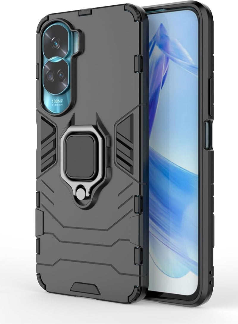 VKL Honor 90 Lite case,Shockproof Protective Case Cover With Finger Ring Holder For black - Image 1