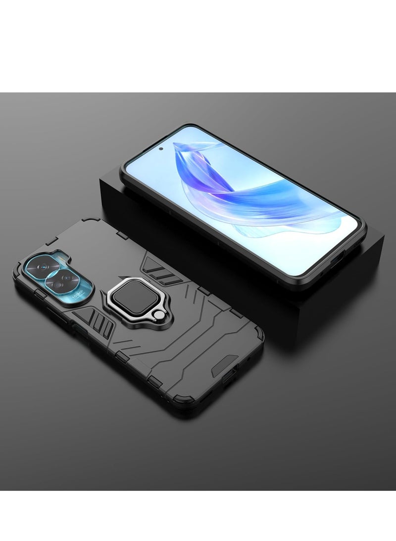 VKL Honor 90 Lite case,Shockproof Protective Case Cover With Finger Ring Holder For black - Image 4