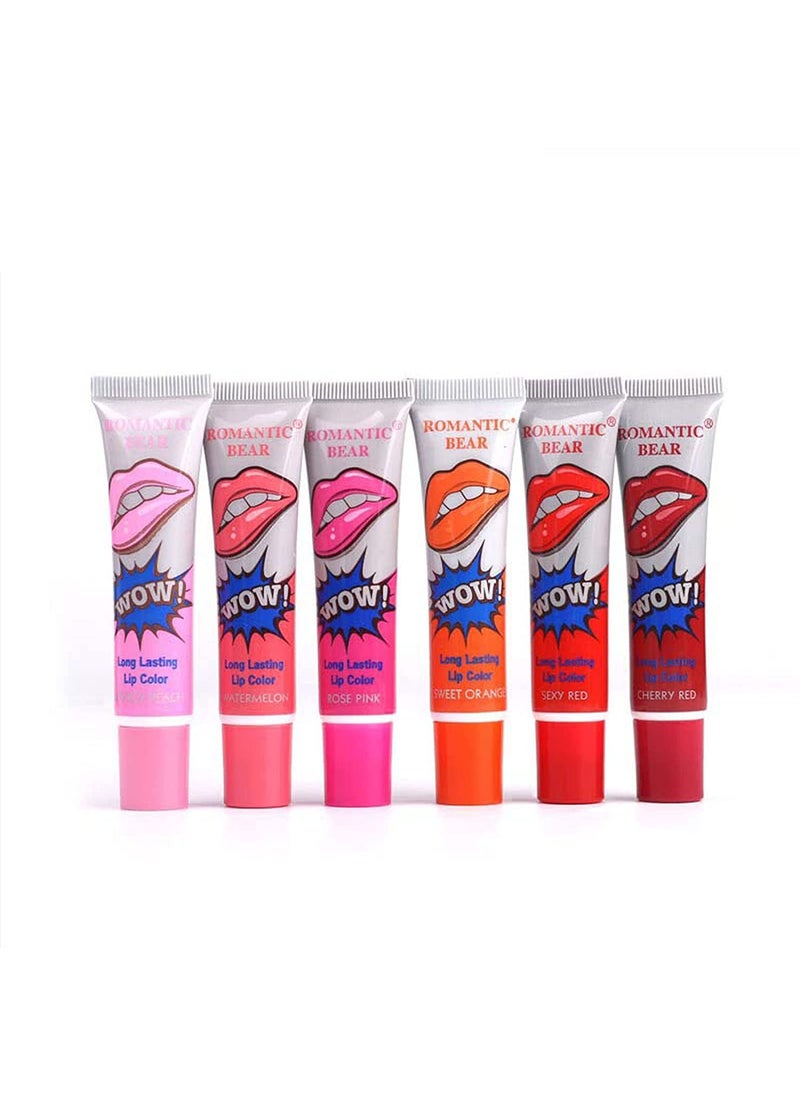 VeniCare Romantic 6 Colors Tattoo Magic Color Lip Stain Tint Long Lasting Lip Gloss Sets for Women Peel Off Colored Matte Sexy Color 1 SET 