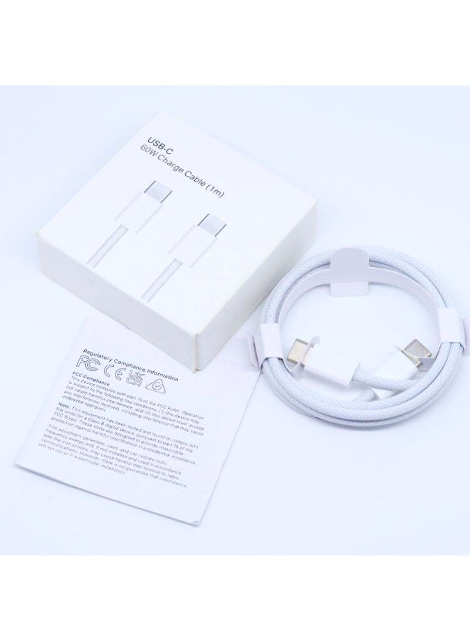 كابل شحن سريع USB-C بقوة 60 واط (1 متر) - نقل بيانات عالي السرعة - تصميم متين مضفر - Image 1