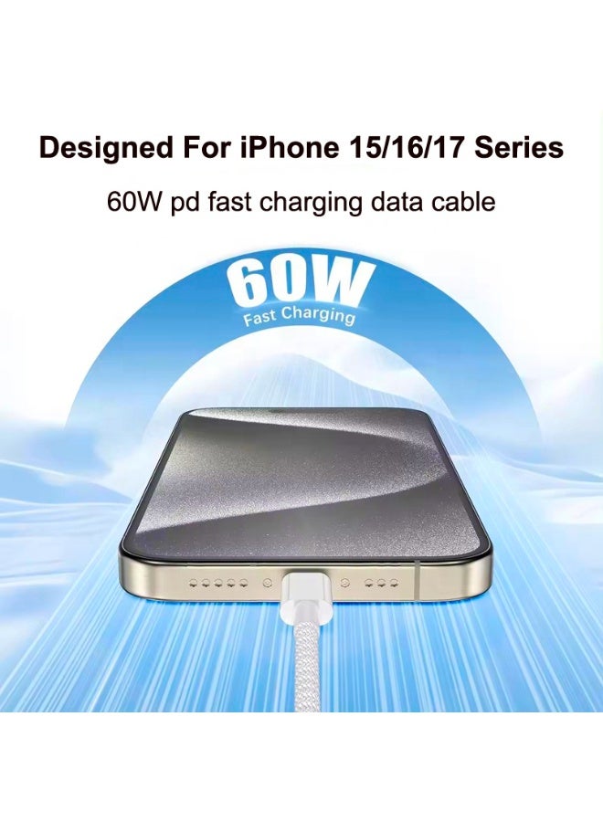 كابل شحن سريع USB-C بقوة 60 واط (1 متر) - نقل بيانات عالي السرعة - تصميم متين مضفر - Image 5