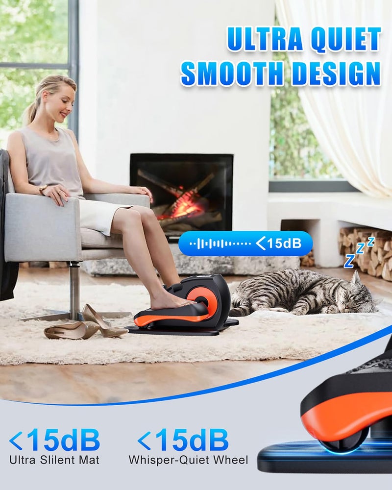 Putnen Under Desk Elliptical Machine, Electric Elliptical Leg Exerciser for Seniors with 12 Adjustable, Portable Quiet Elliptical Exercise Machine, Seated Pedal Exerciser with Remote Control (Orange) - Image 5