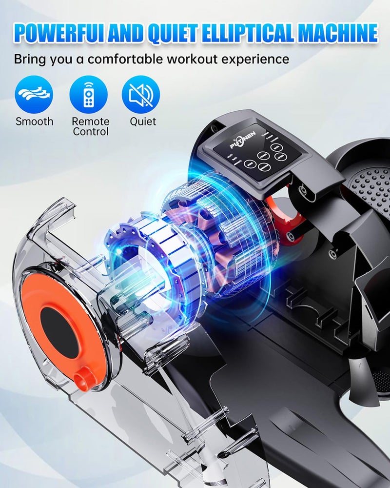 Putnen Under Desk Elliptical Machine, Electric Elliptical Leg Exerciser for Seniors with 12 Adjustable, Portable Quiet Elliptical Exercise Machine, Seated Pedal Exerciser with Remote Control (Orange) - Image 2