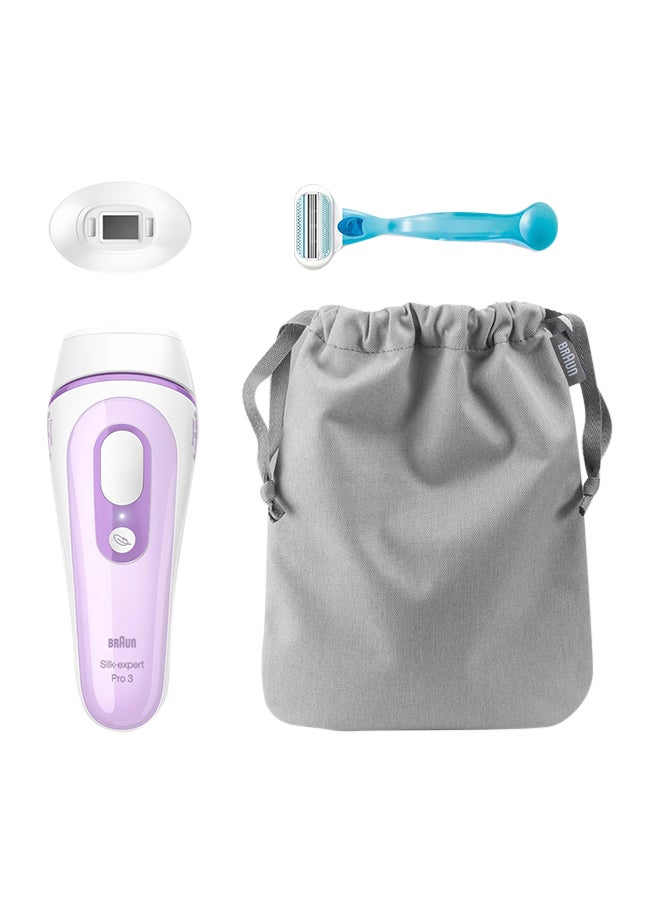 BRAUN IPL Silk-expert PL 3111, hair removal system for use on body and face, 300,000 flashes with 3 extras : Precision head, Venus razor and premium bag White/Lilac - Image 2