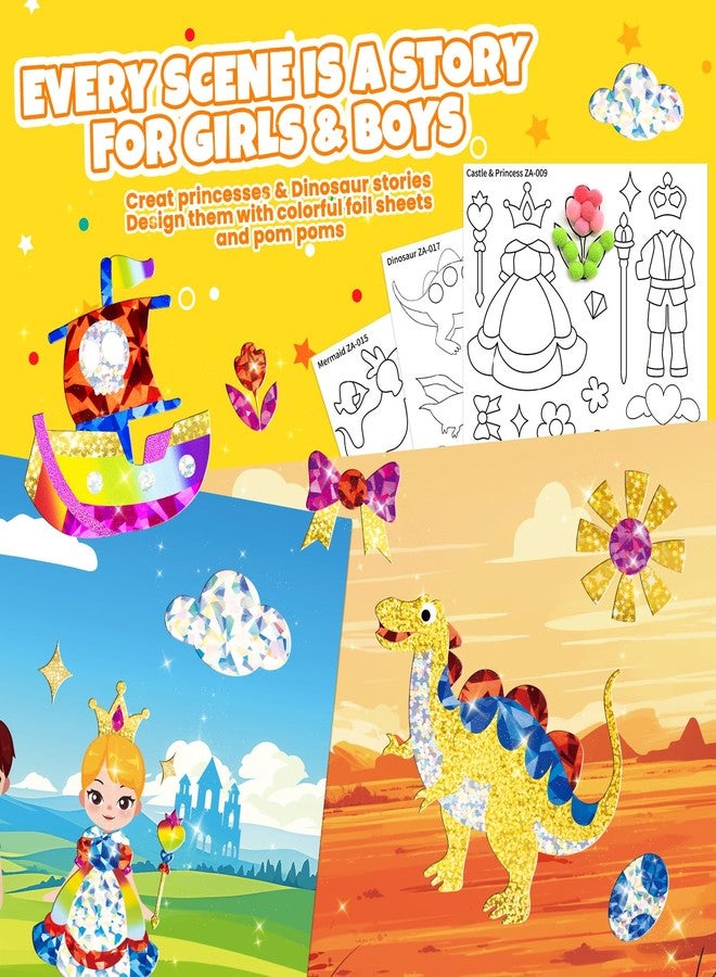 PARTYWIND Foil Pom Poms Art for Kids - Unicorns Princesses Ocean DIY Creative Craft Kits, Travel Toys, Party Favors, School Supplies, Birthday Gifts for Girls Boys Ages 4, 5, 6, 7, 8, 9, 10, 11, 12 - Image 4