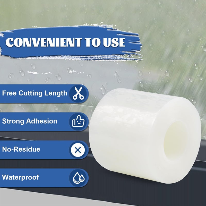 PackYard Transparent Weather Sealing Tape 3" x35 Yard, Window Insulation Tape Weather Stripping for Windows Doors Shower Glass – Indoor/Outdoor Insulation, No-Residue, Clear, Energy-Saving - Image 3