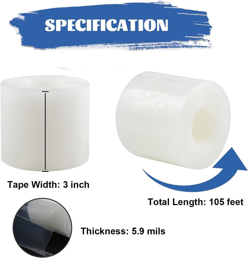PackYard Transparent Weather Sealing Tape 3" x35 Yard, Window Insulation Tape Weather Stripping for Windows Doors Shower Glass – Indoor/Outdoor Insulation, No-Residue, Clear, Energy-Saving - Image 2