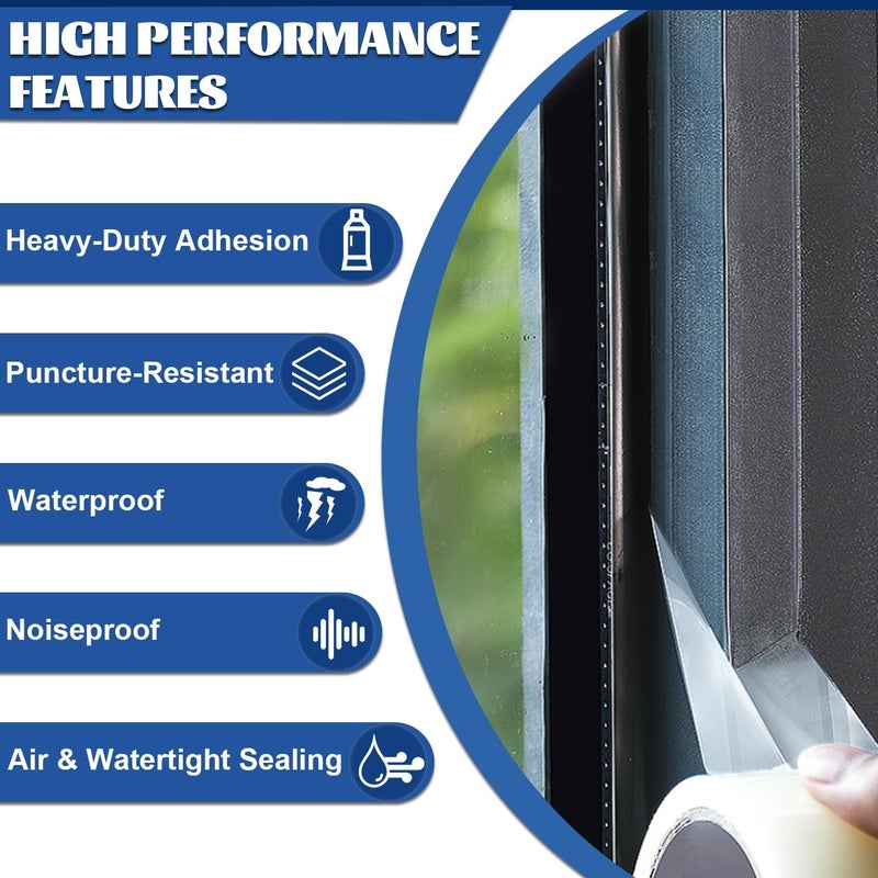 PackYard Transparent Weather Sealing Tape 3" x35 Yard, Window Insulation Tape Weather Stripping for Windows Doors Shower Glass – Indoor/Outdoor Insulation, No-Residue, Clear, Energy-Saving - Image 4