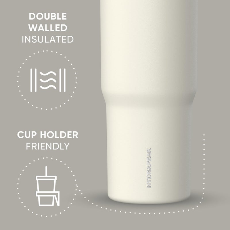 Hydrapeak Nomad 32 oz Tumbler with Handle and Straw Lid, Leakproof, Double Insulated, 32oz Cup Stainless Steel (Ivory) - Image 4