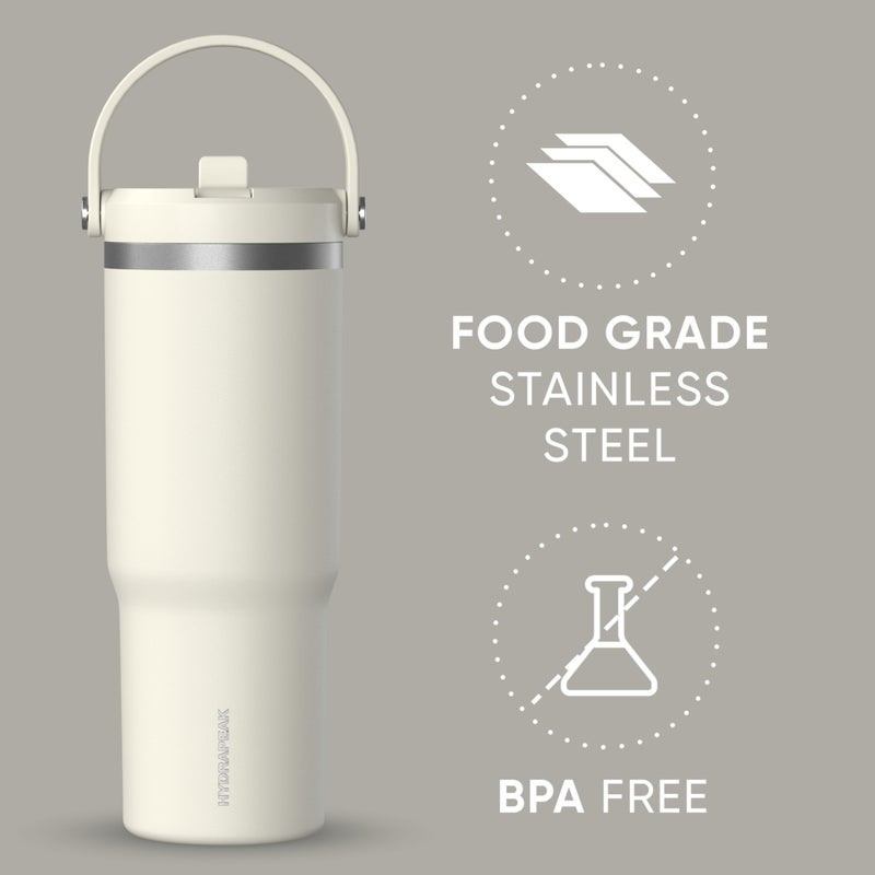 Hydrapeak Nomad 32 oz Tumbler with Handle and Straw Lid, Leakproof, Double Insulated, 32oz Cup Stainless Steel (Ivory) - Image 3
