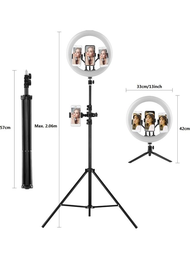 Loquat LED Ring Photography Light With Tripod Set White/Black - Image 3