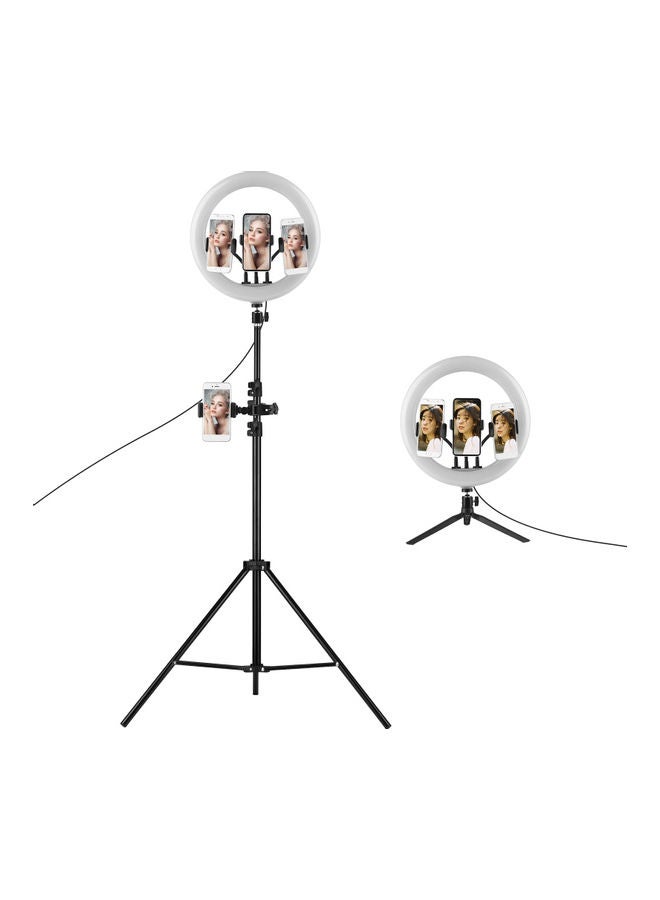 Loquat LED Ring Photography Light With Tripod Set White/Black - Image 4
