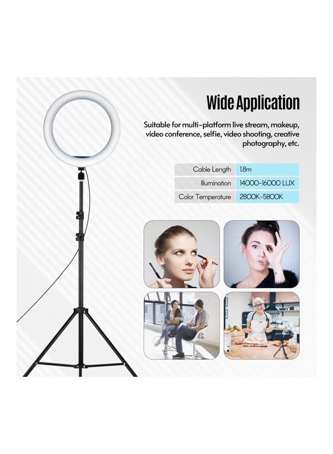 Loquat LED Ring Photography Light With Tripod Set White/Black - Image 2