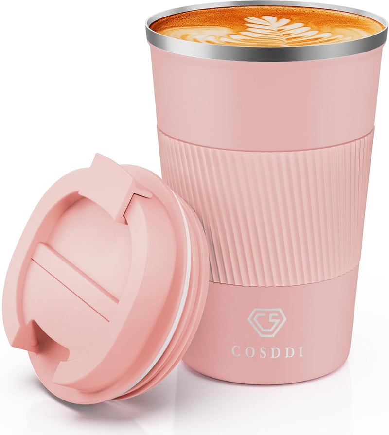 CS COSDDI 12 oz Stainless Steel Vacuum Insulated Tumbler - Coffee Travel Mug Spill Proof with Lid - Coffee Cups for Keep Hot/Ice Coffee,Tea and Beer (3rd light pink) - Image 1
