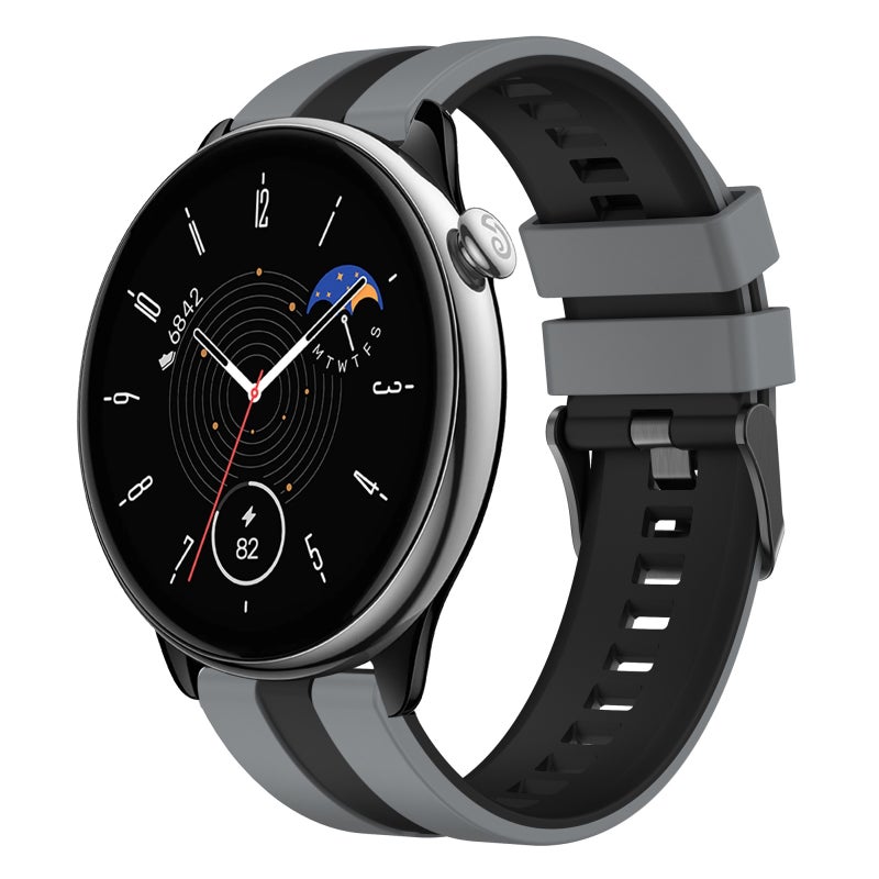 erorex For Amazfit Gtr Mini 20Mm Two-Color Sports Silicone Watch Band(Grey+Black) - Image 1
