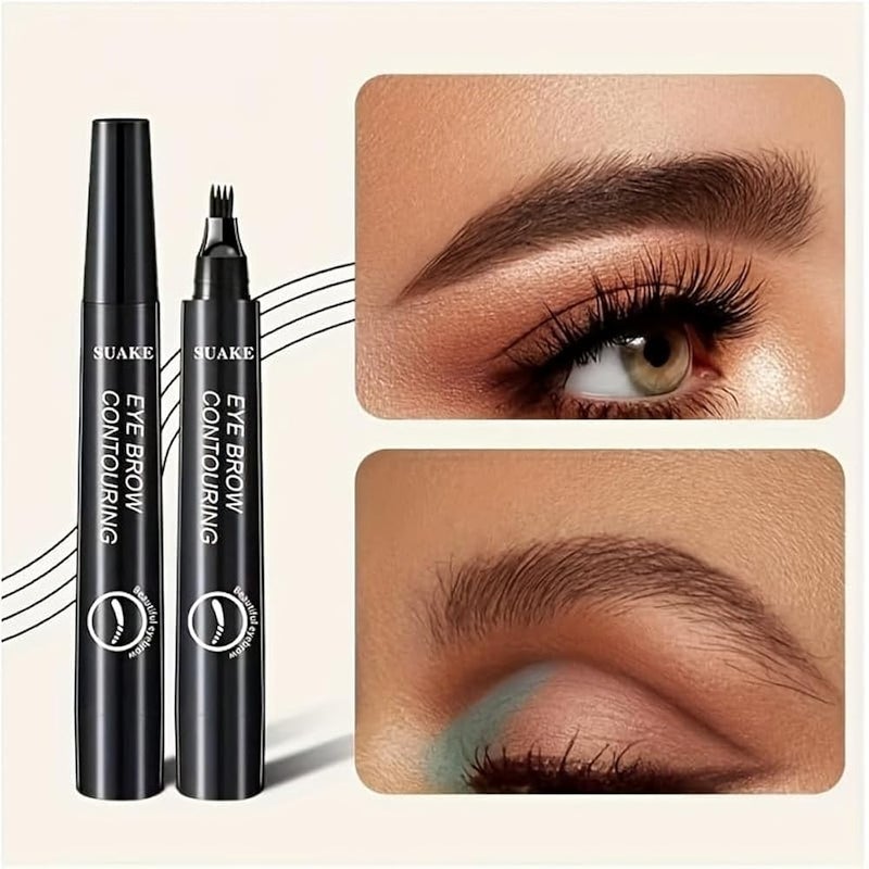 MySouqEg Store 1Pcs - 4 Point Eyebrow Pencil Maquillajes Para Mujer Waterproof Liquid Eyebrow Pen Makeup Long Lasting Cosmetic Brow Pencil Color - Dark Brown - Image 4