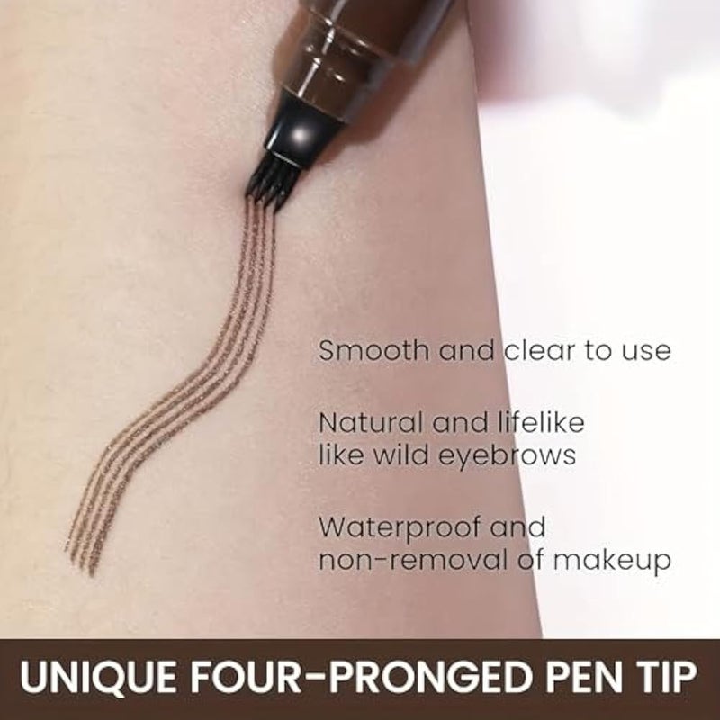 MySouqEg Store 1Pcs - 4 Point Eyebrow Pencil Maquillajes Para Mujer Waterproof Liquid Eyebrow Pen Makeup Long Lasting Cosmetic Brow Pencil Color - Dark Brown - Image 5