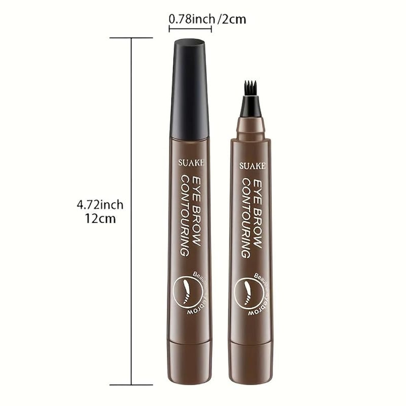 MySouqEg Store 1Pcs - 4 Point Eyebrow Pencil Maquillajes Para Mujer Waterproof Liquid Eyebrow Pen Makeup Long Lasting Cosmetic Brow Pencil Color - Dark Brown - Image 3
