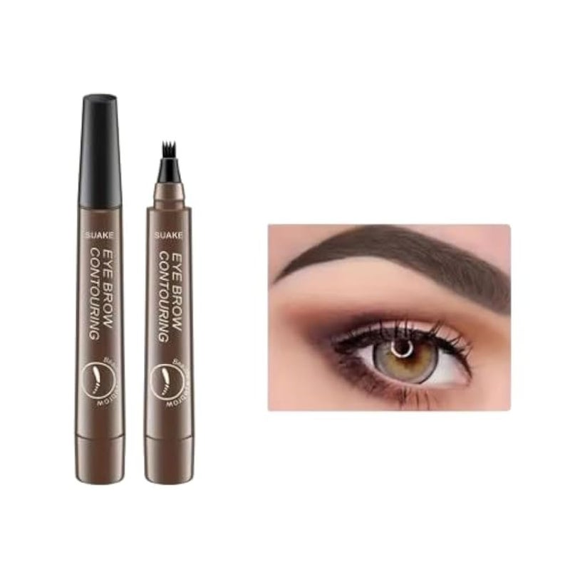 MySouqEg Store 1Pcs - 4 Point Eyebrow Pencil Maquillajes Para Mujer Waterproof Liquid Eyebrow Pen Makeup Long Lasting Cosmetic Brow Pencil Color - Dark Brown - Image 2