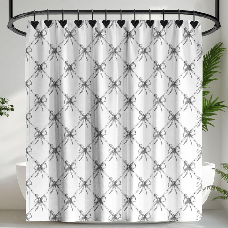 Black Stainless Steel Heart Shaped Shower Curtain Hooks 12 Pack Decorative Rings - Image 5