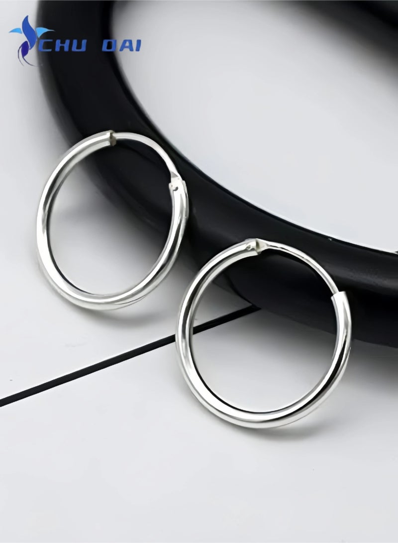 CHU DAI Stainless Steel Small Hoop Earrings - Hypoallergenic 316L Surgical Steel - Minimalist Everyday Jewelry - Lightweight Comfort Fit(8mm/1pair) - Image 3