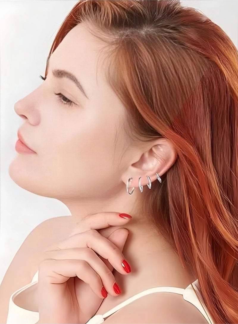 CHU DAI Stainless Steel Small Hoop Earrings - Hypoallergenic 316L Surgical Steel - Minimalist Everyday Jewelry - Lightweight Comfort Fit(8mm/1pair) - Image 4