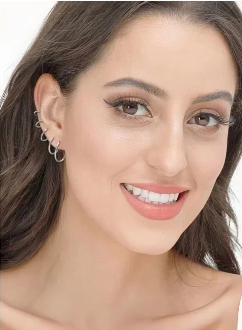 CHU DAI Stainless Steel Small Hoop Earrings - Hypoallergenic 316L Surgical Steel - Minimalist Everyday Jewelry - Lightweight Comfort Fit(8mm/1pair) - Image 5