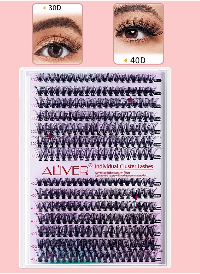 ALIVER - 280 Pcs Lash Clusters Set Eyelash Extensions Wispy False Eyelashes Lash Clusters DIY Eyelash Extensions Individual False Eyelashes for Women 30D & 40D - Image 1
