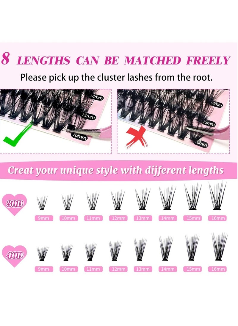 ALIVER - 280 Pcs Lash Clusters Set Eyelash Extensions Wispy False Eyelashes Lash Clusters DIY Eyelash Extensions Individual False Eyelashes for Women 30D & 40D - Image 1