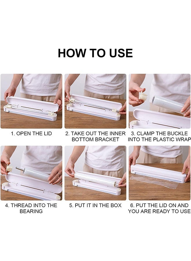 JCB CHIC Reusable Cling Film Dispenser Suction Cup Type Cling Film Cutter Household Divider Adjustable Storage Cutting Box Kitchen Supplies Tools Cling Cutting Box Plastic Film Wrap Cling Dispenser Handheld - Image 5