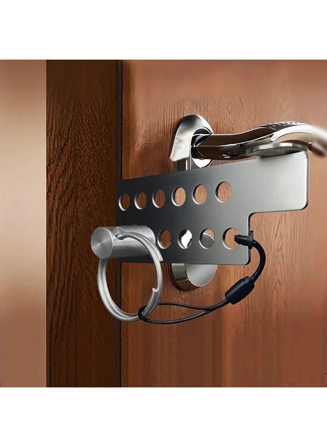 Silvery Portable Door Lock Anti Theft Travel Security For Hotel Apartment Home - Image 2