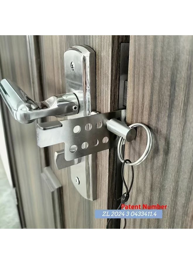 Silvery Portable Door Lock Anti Theft Travel Security For Hotel Apartment Home - Image 4