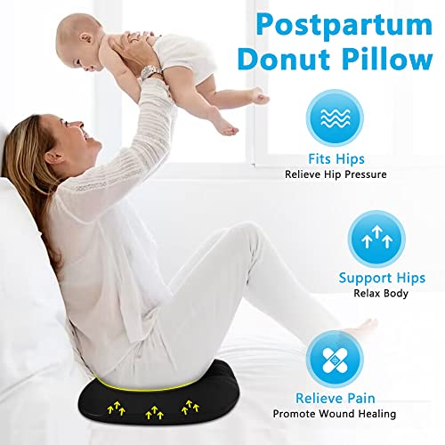 POWYS Donut Pillow Postpartum Cushion with Perineal Ice Packs Episiotomy Butt Pad for Sitting Tailbone Pain Relief Hemorrhoid Coccydynia Pregnancy Women After Birth Recovery Medical Care (3 in 1) - Image 5