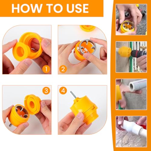 Serplex مجموعة قوالب خيوط أنابيب بلاستيكية سيربلكس® مع 3 قوالب خيوط قابلة للتثبيت (1/2", 3/4", 1") لأنابيب PVC، أداة صنع خيوط PVC لمثقاب كهربائي، مجموعة قوالب خيوط أنابيب بلاستيكية للقطع وخيوط الأنابيب - Image 3
