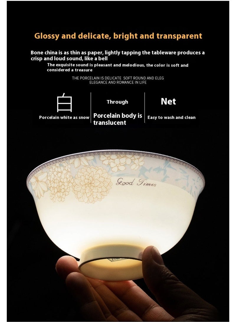 AiQi Blue & Gold Rose 16-Piece New Bone China Tableware Set – Microwave & Dishwasher Safe - Image 4