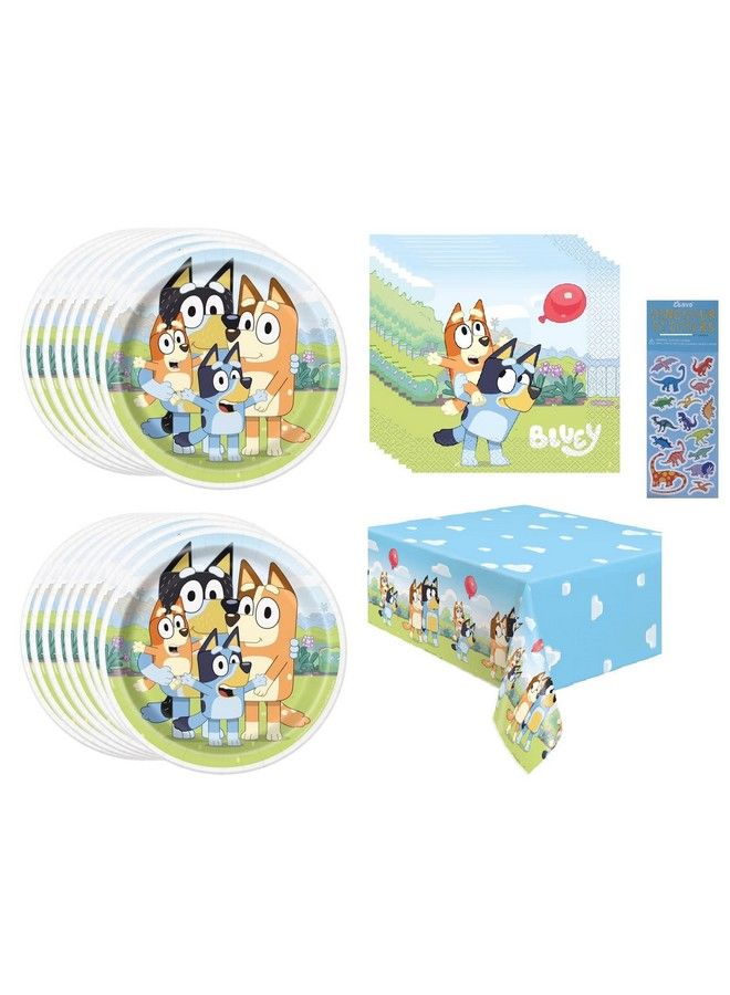 Unique Bluey Birthday Party Supplies Bundle Pack Includes Lunch Paper Plates Lunch Napkins Table Cover Bundle For 16 - Image 2