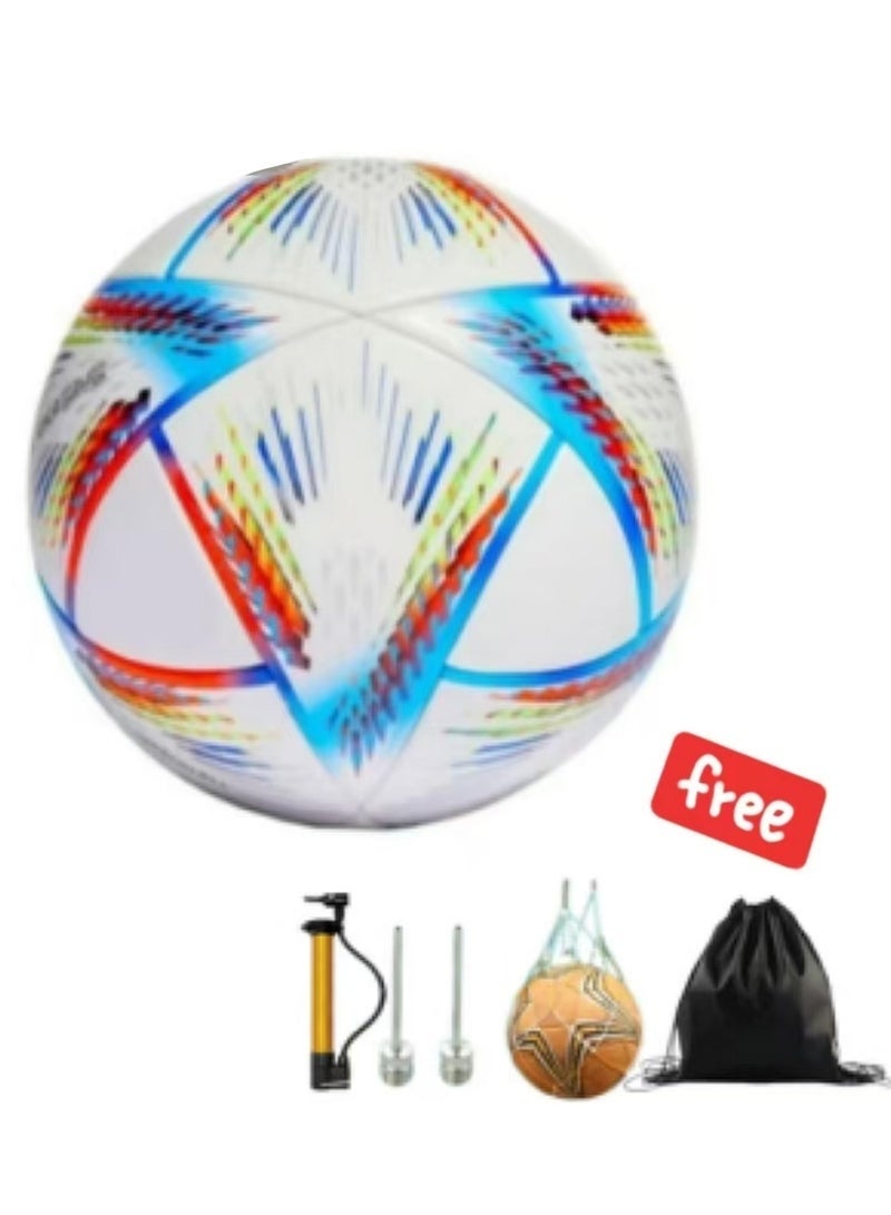 World Cup 2022 Football – Traditional Size 5 Soccer Ball for Indoor & Outdoor Training, Premium Ball Replica for kids, boys & Adults - Free Gift for Lucky Customer - Image 1