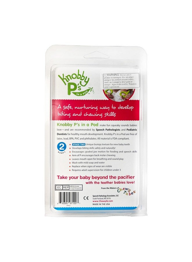 Chewy Tubes Knobby P's in a Pod - 2 Green Knobby P's Oral Sensory Mouth Exerciser Teether